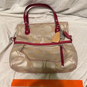 Coach Beige and Red Shoulder Bag